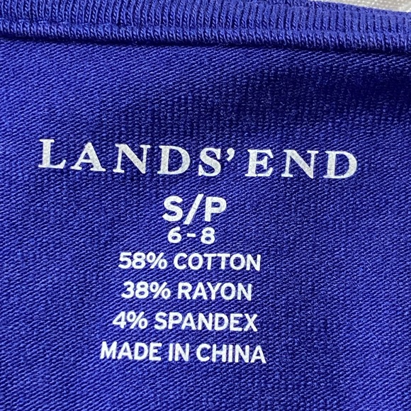 Lands' End Blue Wrap Midi Dress with Short Puff Sleeves V Neck Size Small - Picture 4 of 8